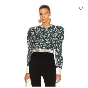 Isabel Marant HT Celwood Dark Green Floral  Blouse Size EU 40/ US L NWT
